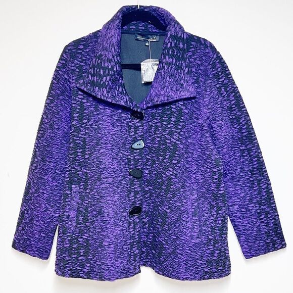NWT Liv by Habitat 201413 Nouveau Knit Thick Stretchy Boxy Jacket Coat Sz L/XL - Picture 1 of 8